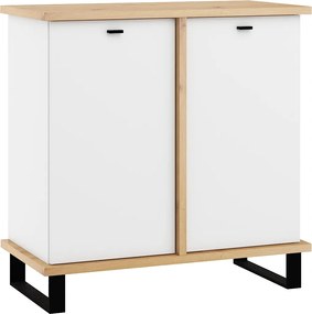 Komód Cross CRO-05 artisan tölgy matt fehér 90 cm