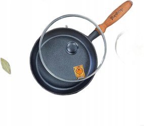 Öntöttvas serpenyő fedővel, 24x4 cm