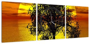 Egy fa sziluettjének képe (órával) (90x30 cm)
