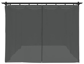 antracitszürke acél pavilon függönyökkel 6 x 3 m