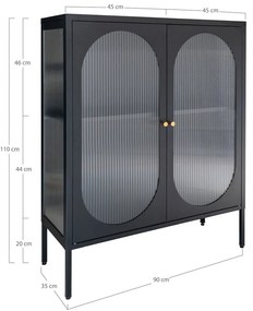 Fekete fém tálalószekrény 90x110 cm Adelaide – House Nordic