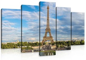 Vászonkép 5 darabos, Párizs, Eiffel torony 100x60 cm méretben