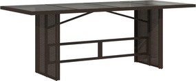 vidaXL barna polyrattan üveglapos kerti asztal 190 x 80 x 74 cm