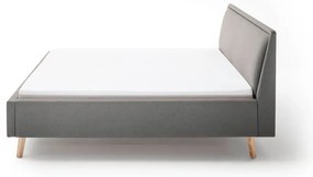 Világosszürke kárpitozott franciaágy ágyrács nélkül 180x200 cm Frieda – Meise Möbel