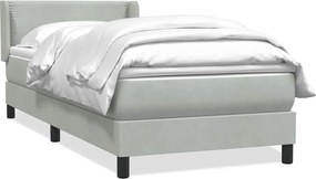 vidaXL világosszürke bársony rugós ágy matraccal 90x220 cm