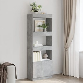 betonszürke szerelt fa magasszekrény 63 x 33 x 180 cm