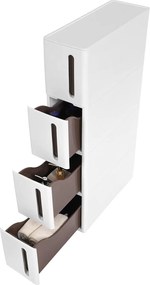 Műanyag konyhai fiókos rendszerező 4 fiókkal 45x17x83 cm, fehér-barna