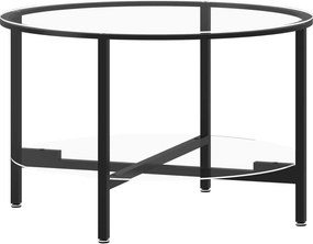 vidaXL fekete-átlátszó edzett üveg dohányzóasztal 70 cm