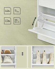 Cipős szekrény 3 csuklós ajtóval, cipőtartó, 24 x 60 x 139 cm, felhőfehér