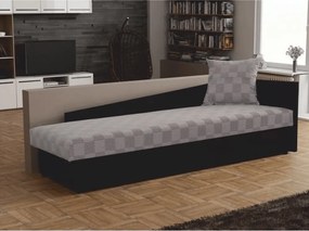 Dívány rakodótérrel, fekete/szürke minta, jobbos, JUDIT