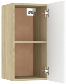 fehér és sonoma tölgy szerelt fa TV-szekrény 30,5 x 30 x 60 cm
