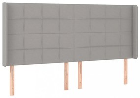 világosszürke szövet rugós és LED-es ágy matraccal 200x200 cm