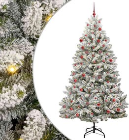 vidaXL Mű karácsonyfa 300 LED-del Zöld és Fehér 210 cm PVC és fém