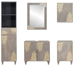 Fürdőszoba bútor szett fiókkal 5 pcs Szürke 62 x 33 x 58 cm