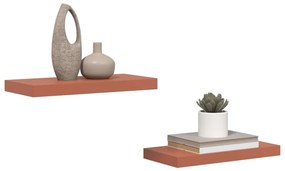 vidaXL Falpolc Falra szerelhető 2 pcs Piros 50 x 23 x 4 cm Faanyag