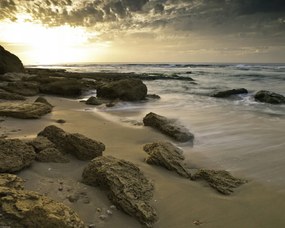 Poszter 50x40cm Naplemente a Palmachim 3 strandon, Assaf Frank