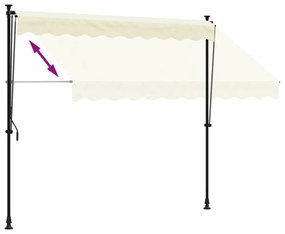 krémszínű szövet és acél feltekerhető napellenző 250 x 150 cm