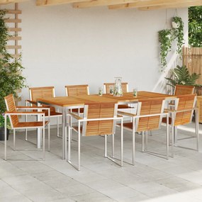 9 Részes Kerti Étkező Szett Tömör Fa Teak