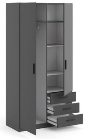 Sötétszürke ruhásszekrény 99x200 cm Sprint – Tvilum