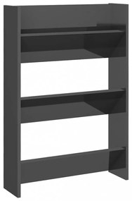 2 db magasfényű szürke szerelt fa fali cipősszekrény 60x18x90cm
