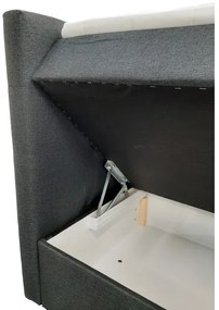 Kárpitozott ágy matracokkal és topperrel, tárolóval EMBER 160x200 cm antracit