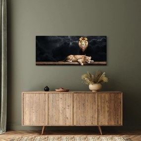 Kép - oroszlán és a nőstény oroszlán a felhőkben (120x50 cm)
