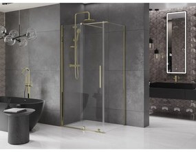 Mexen Velar, tolóajtós zuhanykabin 110 (ajtó) x 80 (fal) cm, 8mm átlátszó üveg, arany fényes, 871-110-080-01-50