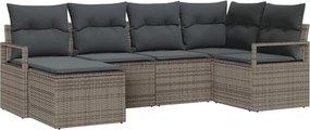 vidaXL Kanapé Szett párnával tárolóval 6 pcs Szürke polirattan