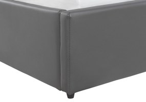 Szürke műbőr ágyneműtartós franciaágy 180 x 200 cm DREUX Beliani