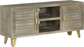 vidaXL szürke tömör mangófa TV-szekrény sárgarézzel 110x30x48 cm