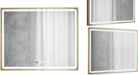 Téglalap alakú, energiatakarékos Led világítású tükör Orion Rose Gold 100x80