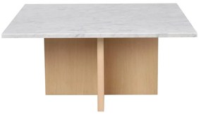 Fehér-natúr színű márvány dohányzóasztal 90x90 cm Brooksville - Rowico