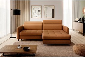 Sárga bársony kinyitható-tárolóhelyes sarokkanapé (jobb oldali-heverő résszel) Gomsi – ELTAP