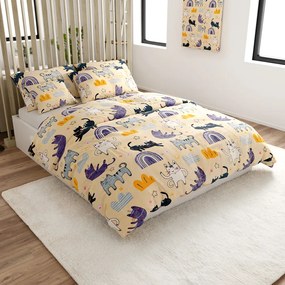 2 db Mikroplüss ágyneműhuzat PURRSLEEP bézs + Mikroplüss lepedő SOFT 180x200 cm fehér, franciaágyhoz