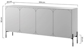 Sonatia négyajtós komód kettő fiókkal 200 cm - olívazöld