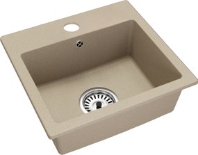 Gránit mosogató szifonnal, bézs, 44,2x41,5, DONYK