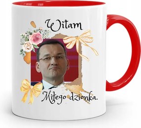 Piros Politikus Bögre Mateusz Morawiecki Miniszterelnök fényképes nyomtatással