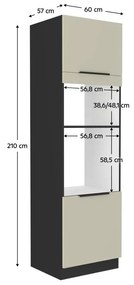 Magas szekrény beépíthető sütőhöz és mikrohullámú sütőhöz Arikona 60 DPM 210 2F (kasmír + fekete) . 1097070