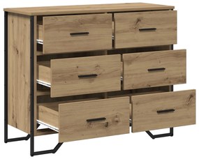 Fiókos Szekrény Kézműves Tölgy 91x35,5x74,5 cm Mérnöki Fa