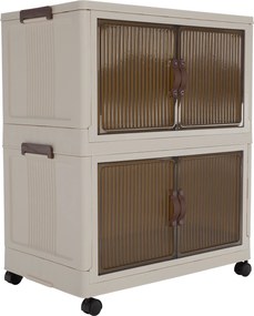 Összecsukható szekrény, fehér/barna, műanyag, POSA TYP 1