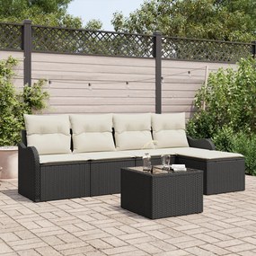5 Darabos Kerti Kanapé Szett Párnákkal Barna Poly Rattan, 2 Személyes Kerti Kanapé Tárolóval és Párnákkal Fekete Poly Rattan