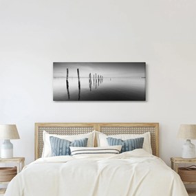 Egy fekete-fehér vízfelszín képe (120x50 cm)
