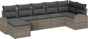 vidaXL Kerti Kanapé Szett párnával 7 pcs Szürke Poli rattan