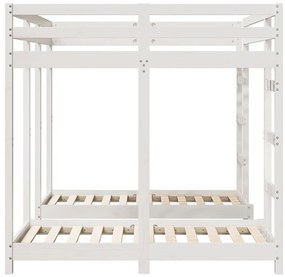 vidaXL Háromszintes emeletes ágykeret Fehér 140 x 200 cm Tömör fenyőfa