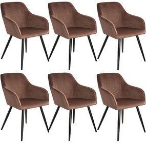 tectake 404044 6 marilyn bársony kinézetű szék, fekete színű - barna - fekete