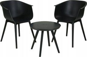 Kerti Bútor Szett 2 Szék Asztal Fekete Műanyag