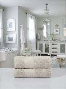 Bézs frottír pamut fürdőlepedő szett 2 db-os 70x140 cm – Good Morning