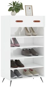 magasfényű fehér szerelt fa cipőszekrény 60 x 35 x 105 cm