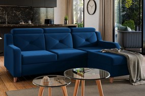 Laksaro sarokkanapé ágyfunkcióval jobb oldali - kék Trinity 31 bársony