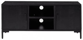 fekete tömör fenyőfa TV-szekrény 110x35x48 cm